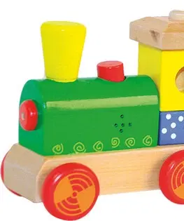 Hračky WOODY - Skládací vlak s potiskem, světlem a zvukem - dva vagony