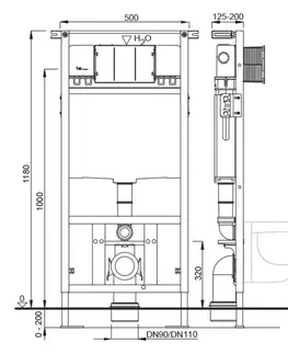 Záchody SAPHO Závěsné WC AVVA Rimless s podomítkovou nádržkou a tlačítkem Schwab, černá mat 100314-110-SET5