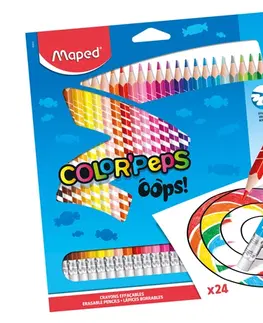 Hračky MAPED - Pastelky trojhranné "COLOR'PEPS OOPS" s gumou sada 24 ks