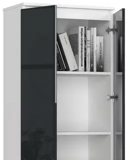 Šatní skříně Ak furniture Skříň Rexa 60 cm bílá/grafitová lesk