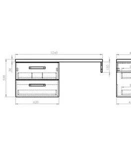 Koupelnový nábytek AQUALINE VEGA sestava koupelnového nábytku, š. 125 cm, bílá/dub platin VG064-03