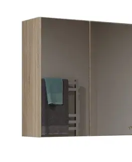 Zrcadla TP Living Závěsná koupelnová skříňka POLA 2 se zrcadlem dub sonoma
