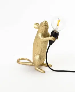 Vnitřní dekorativní svítidla SELETTI LED deko stolní lampa Mouse Lamp USB stojící zlatá