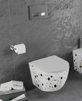 Záchody MEXEN Lena Závěsná WC mísa včetně sedátka s slow-slim, Duroplastu, bílý kámen terrazo 30224096
