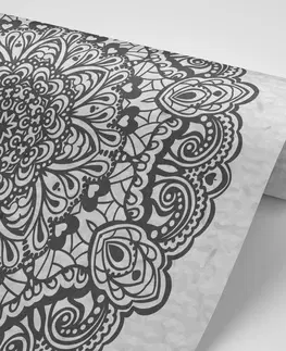 Samolepící tapety Samolepící tapeta květinová Mandala v černobílém