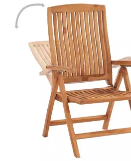 Zahradní židle Skládací zahradní židle s poduškami 8 ks teak / látka Dekorhome Antracit
