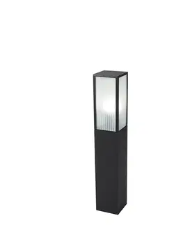 Venkovni stojaci lampy Chytré stojací venkovní svítidlo černé s vroubkovaným sklem 80 cm včetně WiFi A60 - Charlois