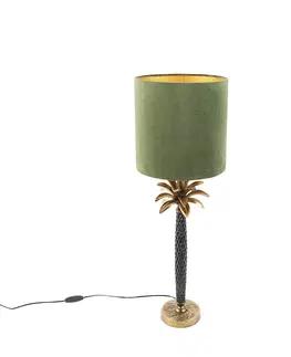 Stolni lampy Stolní lampa ve stylu art deco se sametovým odstínem zelené 25 cm - Areka
