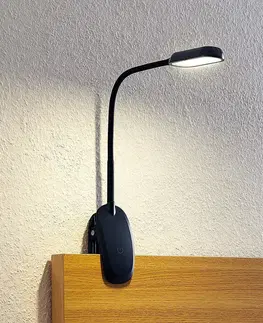 Stolní lampy a lampičky s klipem PRIOS Prios LED svítidlo Najari, černé, dobíjecí baterie, USB, 51 cm