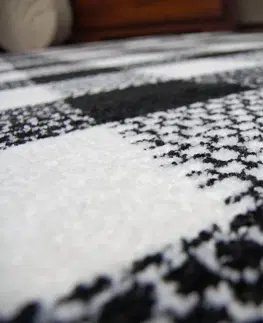 Koberce a koberečky Dywany Lusczow Kusový koberec SKETCH HARRY bílý / černý - kostkovaný, velikost 160x220