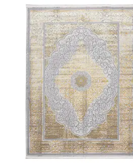 Moderní koberce Exkluzivní moderní šedý koberec se zlatým orientálním vzorem