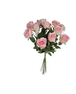 Květiny Umělá kytice Růží růžová, 67 cm, 12 ks