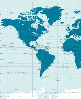 Tapety mapy Tapeta politická mapa světa v modré barvě