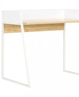 Pracovní stoly Psací stůl DTD / kov Dekorhome Bílá / dub