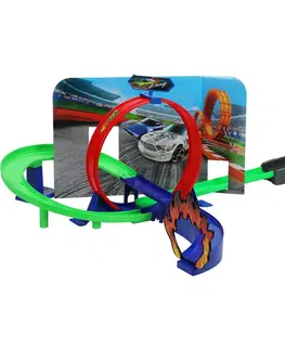 Dřevěné vláčky Závodní dráha Fast Racing s autem, 7 dílů, 46,5 x 6,2 x 29,6 cm