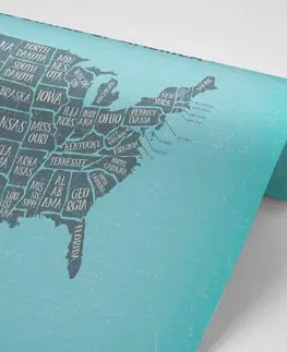 Tapety mapy Tapeta naučná mapa USA s modrým pozadím