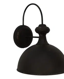 Svítidla Černá antik nástěnná kovová lampa Bianna - 37*48*35 cm E27/max 1*60W Clayre & Eef 6LMP786