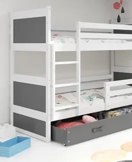 Postele BMS Dětská patrová postel RICO | bílá 80 x 190 cm Barva: Šedá
