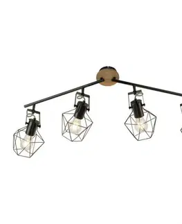 Designová stropní svítidla LEUCHTEN DIREKT is JUST LIGHT Stropní svítidlo z kovu a dřeva v moderním rustikálním designu s nastavitelnými spoty