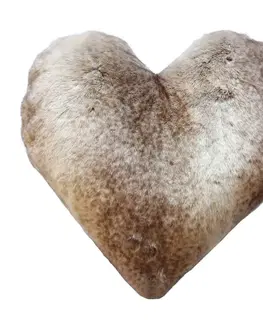 Dekorační polštáře Bílo hnědý polštářek ve tvaru srdce Panther winter  - 45*45*15cm Mars & More YMKSHPW