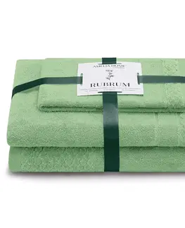 Ručníky AmeliaHome Sada 3 ks ručníků RUBRUM klasický styl světle zelená, velikost 50x90+70x130