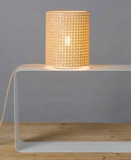 Stolní lampy na noční stolek lumbono Stolní lampa Wiener Geflecht s ratanovým stínidlem