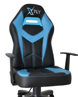 Kancelářské židle a křesla Kancelářské herní křeslo XFLY modré černé