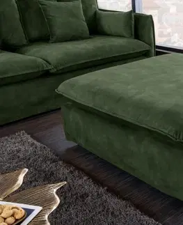 Stylové a luxusní taburety Estila Designový moderní taburet Heaven čtvercového tvaru s tmavě zeleným sametovým čalouněním 100cm