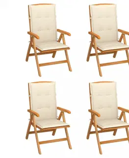 Zahradní židle Zahradní židle 4 ks teak / látka Dekorhome Bílá / červená