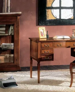 Designové a luxusní židle do pracovny a kanceláře Estila Luxusní rustikální pracovní židle Selest z masivního dřeva v hnědé barvě s čalouněním 92 cm
