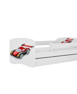Dětské postýlky Kocot kids Dětská postel Babydreams závodní auto bílá, varianta 70x140, se šuplíky, bez matrace