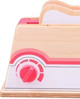 Dětské kuchyňky Bigjigs Toys Dřevěný toaster Meggy růžový