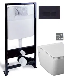 WC sedátka PRIM předstěnový instalační systém s černým tlačítkem  20/0044 + WC JIKA PURE + SEDÁTKO DURAPLAST PRIM_20/0026 44 PU1
