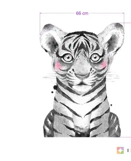 Samolepky na zeď Samolepky do dětského pokoje - Velký tygr v černobílé barvě