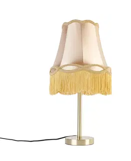 Stolni lampy Klasická stolní lampa mosazná s odstínem Granny zlatá 30 cm - Simplo