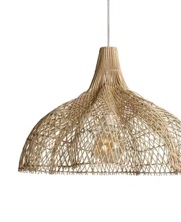 Luxusní designové závěsné lampy Estila Designová závěsná lampa Brodas ve venkovském stylu se stínítkem z ratanu přírodní hnědé barvy 56cm