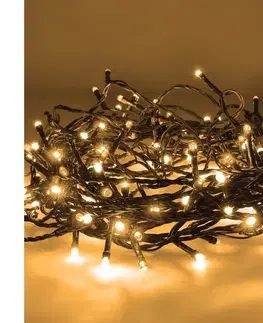 Vánoční osvětlení  LED venkovní vánoční řetěz, 50 LED, 5m, přívod 3m, 8 funkcí, časovač, IP44, teplá bílá 1V110-WW-1