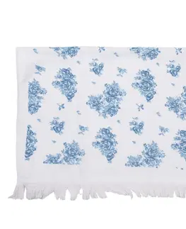 Utěrky Bílý froté kuchyňský ručník s modrými růžičkami Blue Rose Blooming  - 40*66 cm Clayre & Eef TBRB
