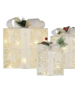 Interiérové dekorace EMOS LED dárky s ozdobou, 3 velikosti, vnitřní, teplá bílá DCFC27