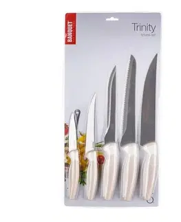 Kuchyňské nože Banquet 5dílná sada nožů Trinity, krémová