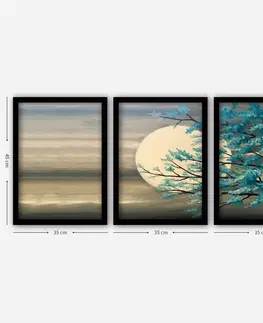 Obrazy Hanah Home Sada obrazů Modrý strom 35x45 cm 3 ks