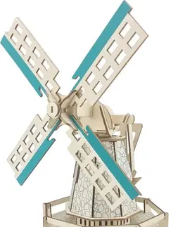 3D puzzle Woodcraft construction kit Dřevěné 3D puzzle Holandský větrný mlýn