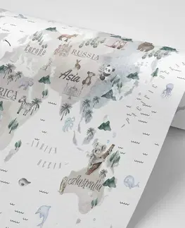 Tapety mapy Tapeta minimalistická mapa se zvířátky