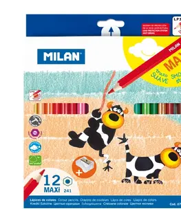 Hračky MILAN - Pastelky maxi šesthranné 12 ks + ořezávatko