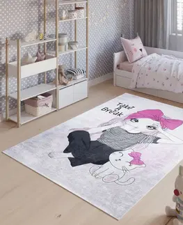 Dětské koberce Dětský koberec do dívčího pokoje s paní u kávy Šířka: 140 cm | Délka: 200 cm