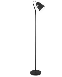 Stojací lampy se stínítkem Sessak Moderní stojací lampa Odette - pr. 140 x 1500 x 230 mm, 28 W, matná černá, chrom SE ODELM