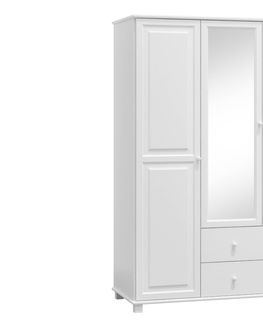 Šatní skříně Skříň 3D BHAGIRA 6, šíře 120 cm, masiv borovice, moření: bílé