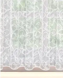Metráž Záclona žakárová, Rozkvetlá louka metráž, bílá 250 cm