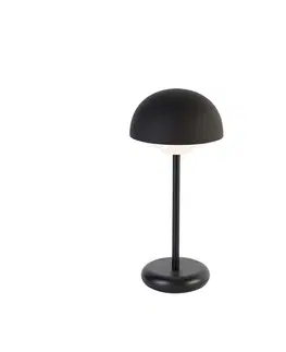 Stolni lampy Černá stolní lampa včetně dobíjecího LED a 3-stupňového dotykového stmívače - Maureen