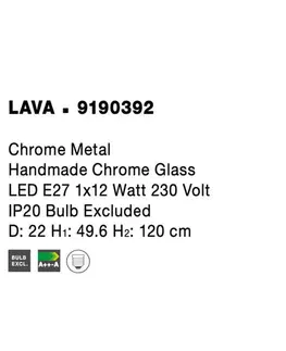Designová závěsná svítidla NOVA LUCE závěsné svítidlo LAVA chromovaný kov ručně vyrobené chromové sklo E27 1x12W 230V IP20 bez žárovky 9190392